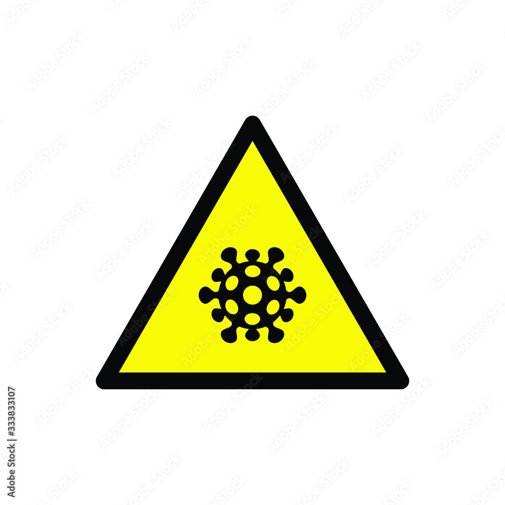 coronavirus icon, isolated Chinese virus epidemic sign, hazard warning symbol