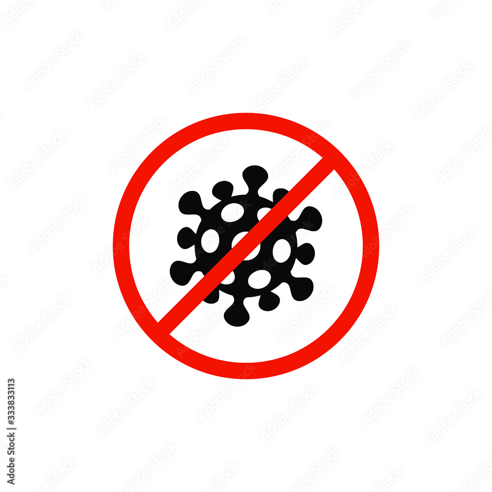 coronavirus icon prohibiting sign, red crossed out circle