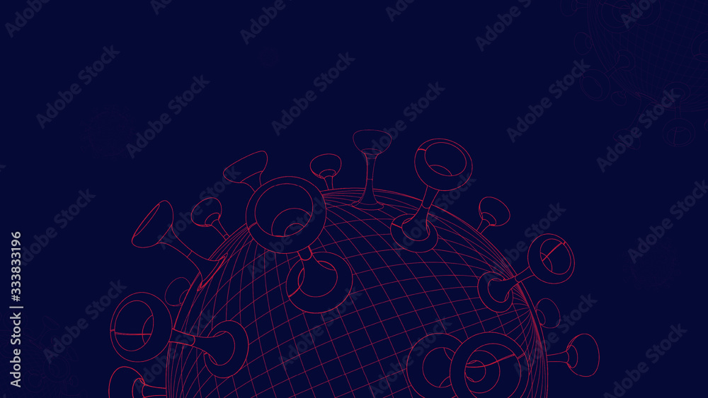 3D Geometric Model of Deadly Corona Virus Line Art Concept, Global Pandemic Viruses Spreading Infecting Caused Dead Background 3D Geometric Model of Deadly Corona Virus Line Art Concept, Global Pandemic Viruses Spreading Infecting Caused Dead Background