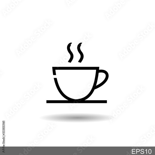 coffee cup icon with smoke on a white background