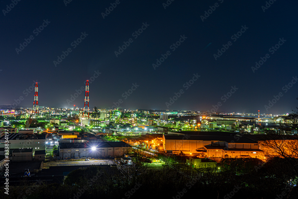 night view of factory in japan