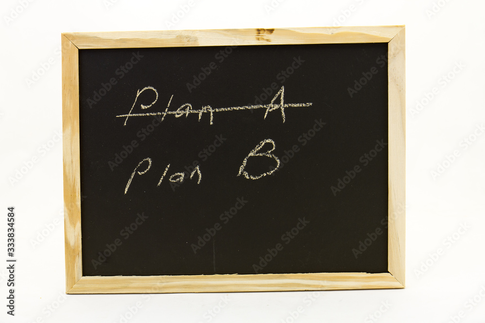 Handheld blackboard with the words Plan A and Plan B written on it isolated on a clear background image with copy space in horizontal format Handheld blackboard with the words Plan A and Plan B written on it isolated on a clear background image with copy space in horizontal format