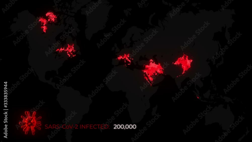 Global spread of the novel coronavirus, 3d animation Global spread of the novel coronavirus, 3d animation