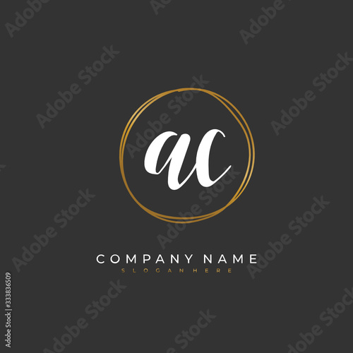 Handwritten initial letter A C AC for identity and logo. Vector logo template with handwriting and signature style.