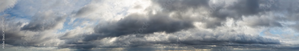 Fantastic dark thunderclouds at sunrise