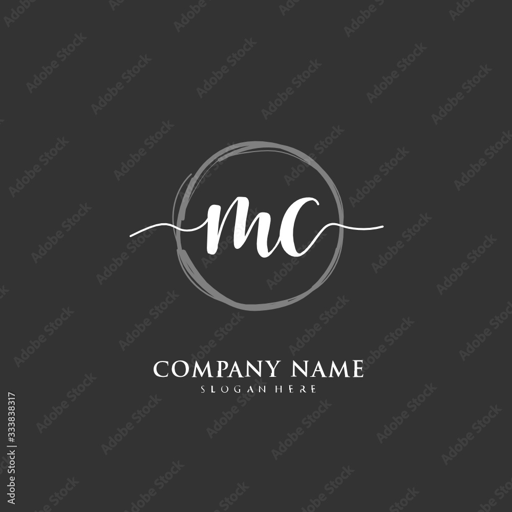 Handwritten initial letter M C MC for identity and logo. Vector logo template with handwriting and signature style. Handwritten initial letter M C MC for identity and logo. Vector logo template with handwriting and signature style.
