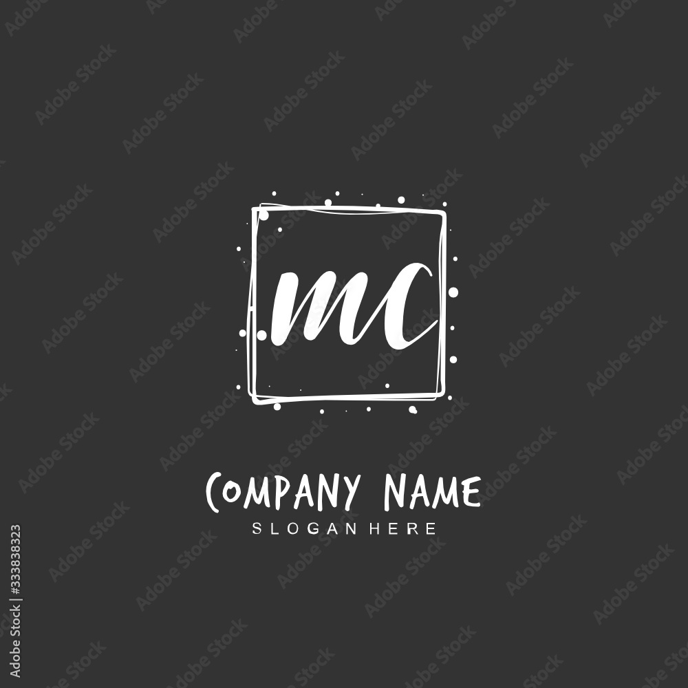 Handwritten initial letter M C MC for identity and logo. Vector logo template with handwriting and signature style. Handwritten initial letter M C MC for identity and logo. Vector logo template with handwriting and signature style.