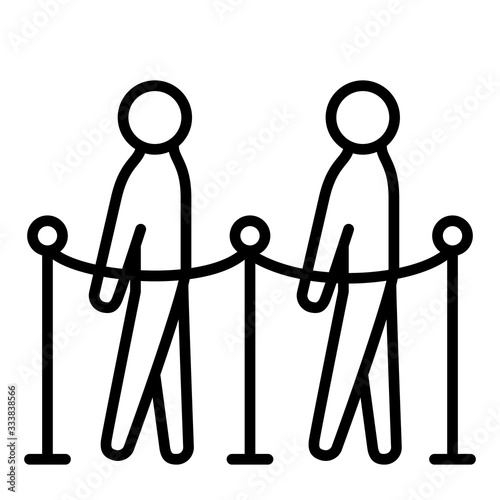 physical or social distancing icon people in queue with modern flat line icon style