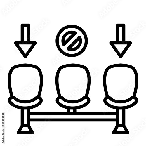 physical distancing or social distance icon chair distance with modern flat line icon style