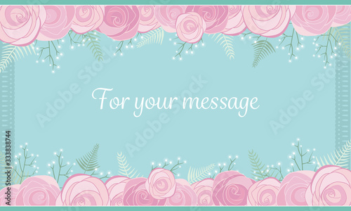 母の日や結婚式やセールのカードやバナーに使いやすいガーリーなバラの花 place for your text
