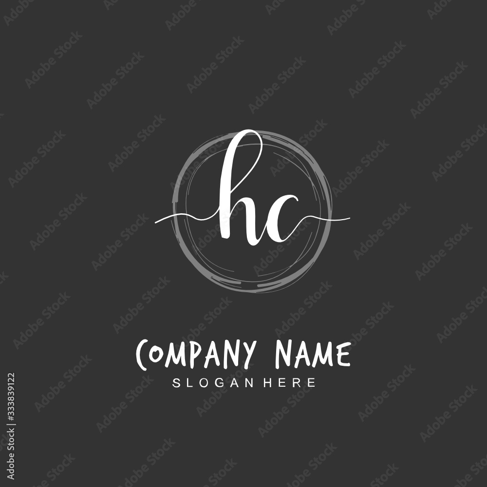 Handwritten initial letter H C HC for identity and logo. Vector logo template with handwriting and signature style. Handwritten initial letter H C HC for identity and logo. Vector logo template with handwriting and signature style.