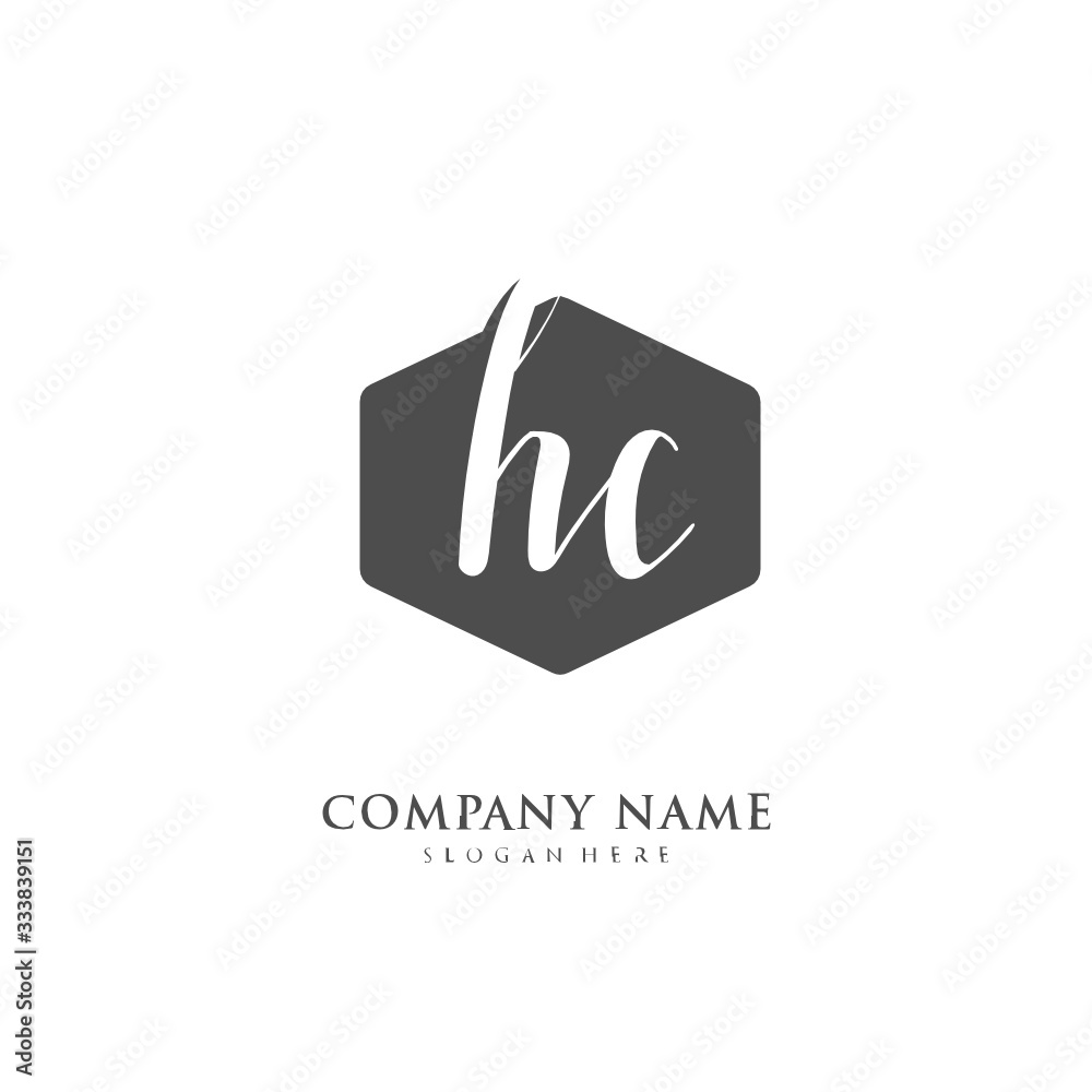 Handwritten initial letter H C HC for identity and logo. Vector logo template with handwriting and signature style. Handwritten initial letter H C HC for identity and logo. Vector logo template with handwriting and signature style.