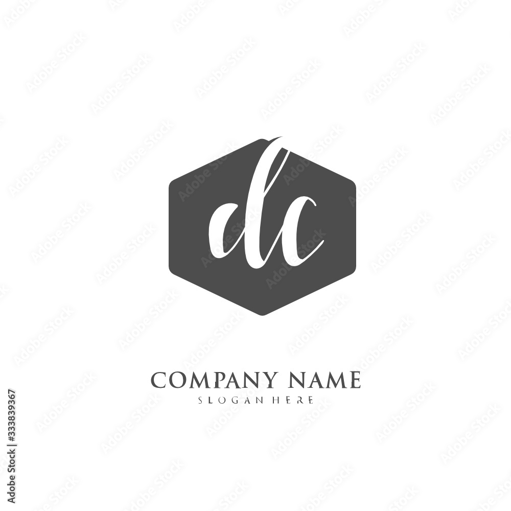 Handwritten initial letter D C DC for identity and logo. Vector logo template with handwriting and signature style. Handwritten initial letter D C DC for identity and logo. Vector logo template with handwriting and signature style.