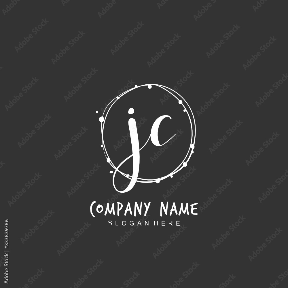 Fototapeta premium Handwritten initial letter J C JC for identity and logo. Vector logo template with handwriting and signature style.