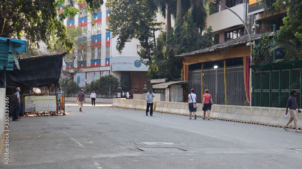 Mumbai, Maharastra/India- March 26 2020: Very few people can roam on streets in the city due to lockdown.
