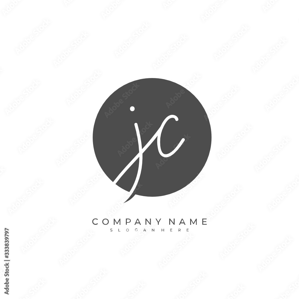 Handwritten initial letter J C JC for identity and logo. Vector logo template with handwriting and signature style. Handwritten initial letter J C JC for identity and logo. Vector logo template with handwriting and signature style.