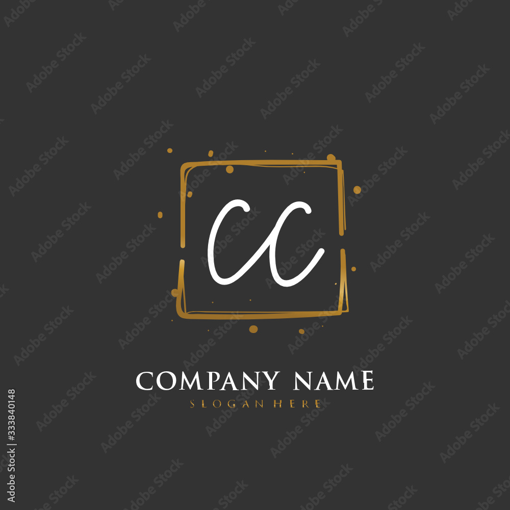 Handwritten initial letter C CC for identity and logo. Vector logo template with handwriting and signature style. Handwritten initial letter C CC for identity and logo. Vector logo template with handwriting and signature style.