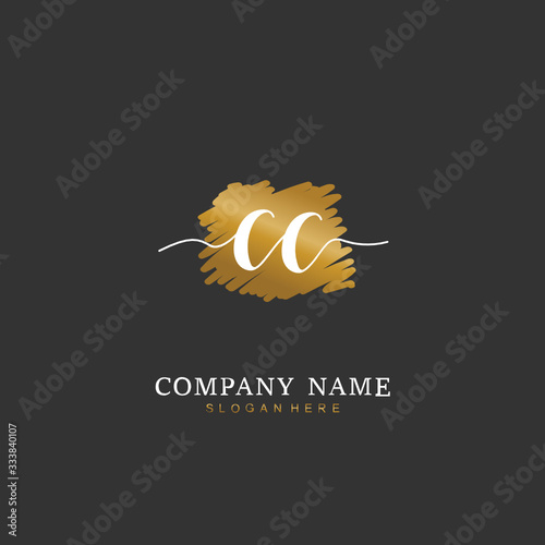 Handwritten initial letter C CC for identity and logo. Vector logo template with handwriting and signature style.