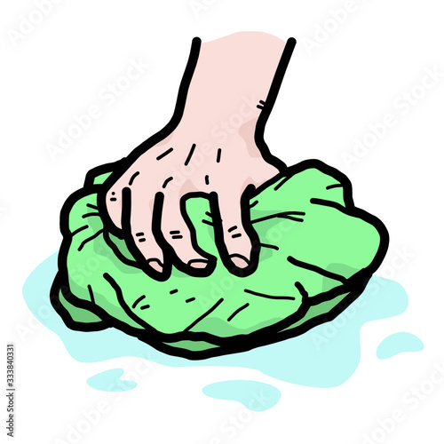 Clean floor by hand / cartoon vector and illustration, isolated on white background