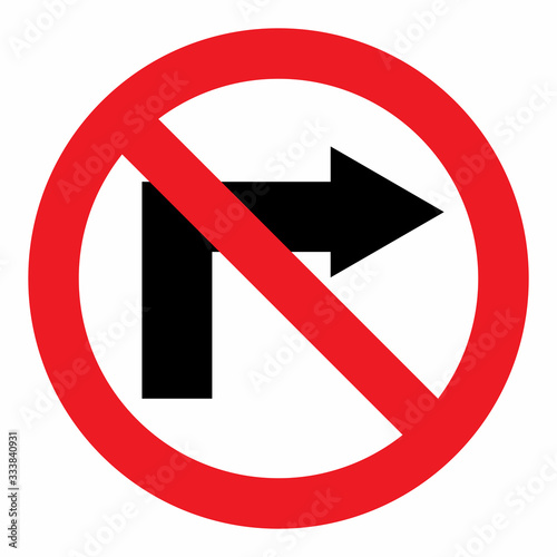 No turn right sign