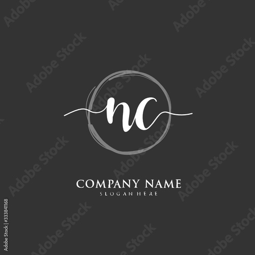 Handwritten initial letter N C NC for identity and logo. Vector logo template with handwriting and signature style. © D'Graphic Studio