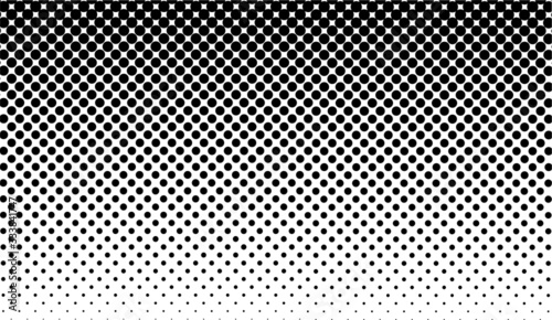 Dotted gradient vector illustration, white and black halftone background, horizontal seamless dotted lines, monochrome dots texture backdrop, retro effect