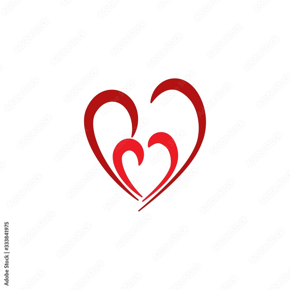 Hearts two color sign on white background. Romantic symbol love, passion and wedding. Template for t shirt, apparel, card, poster. Design element of valentine day. Vector illustration. Hearts two color sign on white background. Romantic symbol love, passion and wedding. Template for t shirt, apparel, card, poster. Design element of valentine day. Vector illustration.