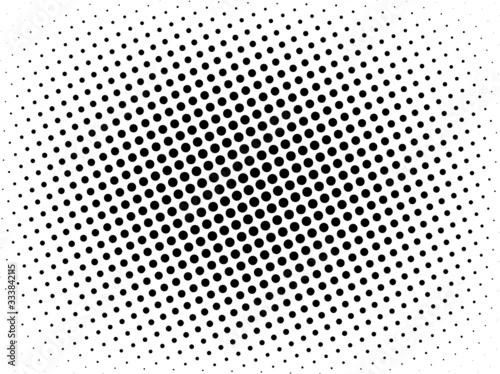 Dotted gradient vector illustration, white and black halftone background, horizontal seamless dotted lines, monochrome dots texture backdrop, retro effect