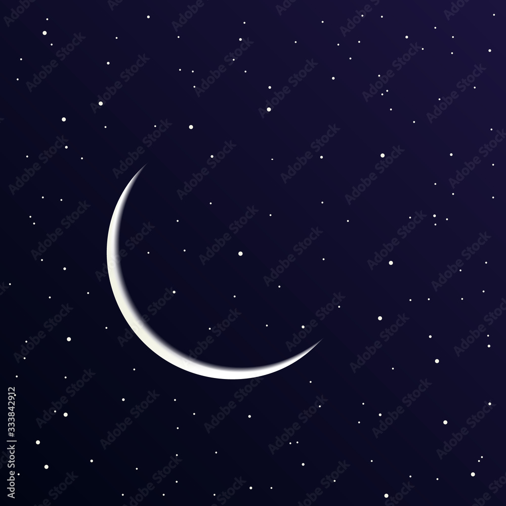 Starry sky with moon background flat vector Starry sky with moon background flat vector