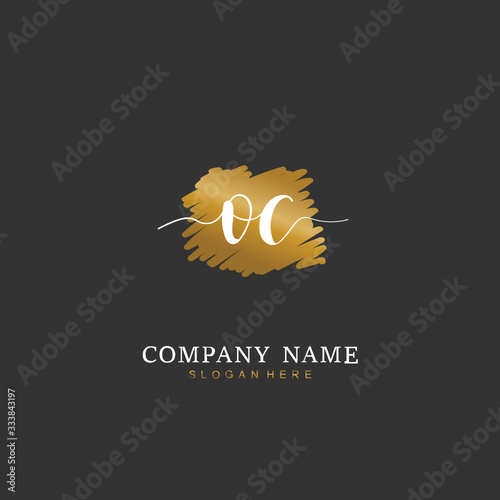 Handwritten initial letter O C OC for identity and logo. Vector logo template with handwriting and signature style.