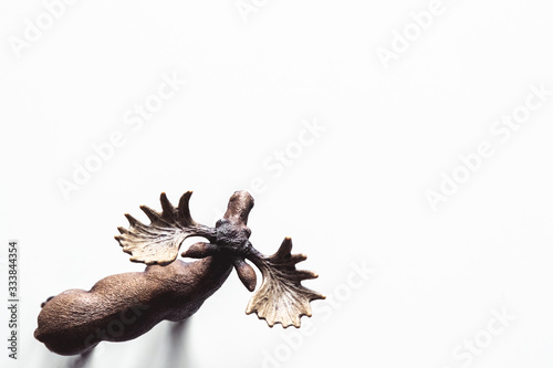 Moose model isolated on white background  animal toys