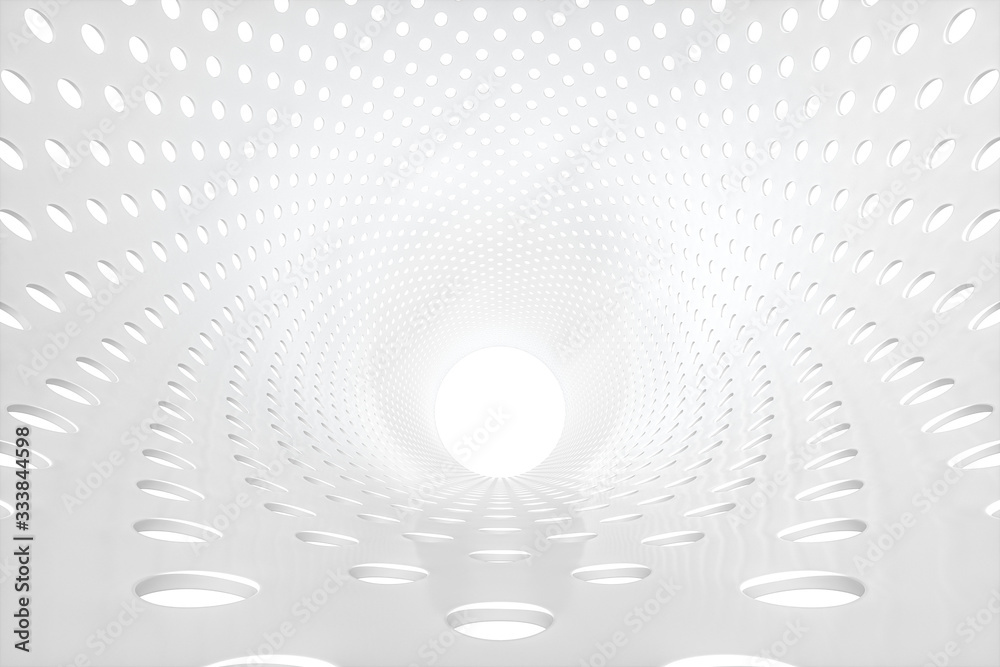 Naklejka premium Metal circular tunnel, modern architectural concept, 3d rendering.