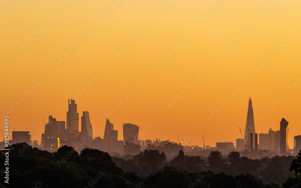 London city skyline early at dawn on an early autumn morning London city skyline early at dawn on an early autumn morning