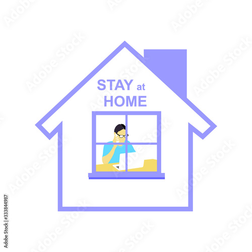 work from home. Stay at home awareness social media campaign and corona virus prevention staying together with family