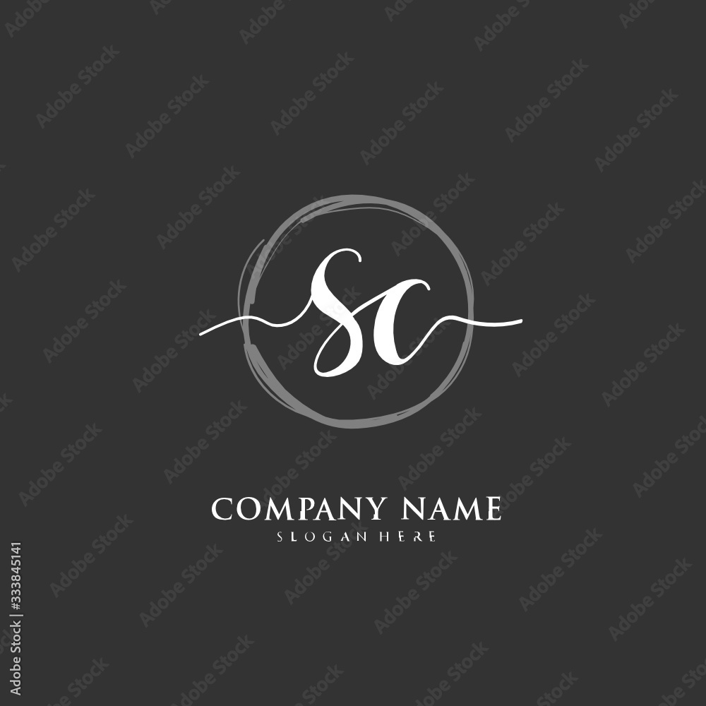 Handwritten Initial Letter S C Sc For Identity And Logo. Vector Logo 