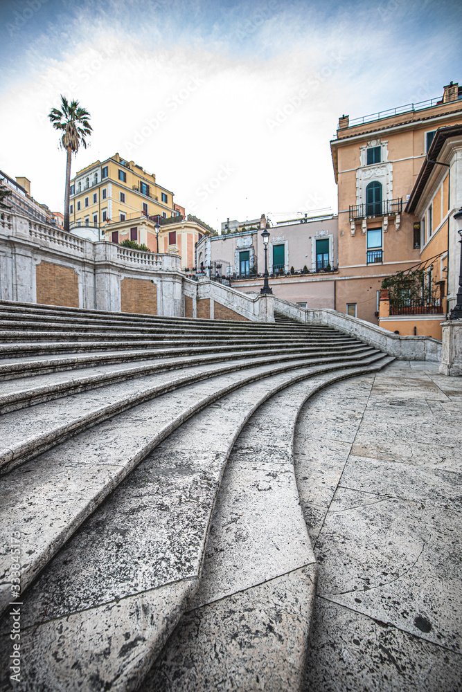 Empty Spanish Steps in Rome during a coronavirus quarantine.