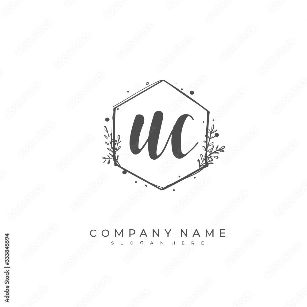 Handwritten initial letter U C UC for identity and logo. Vector logo template with handwriting and signature style. Handwritten initial letter U C UC for identity and logo. Vector logo template with handwriting and signature style.