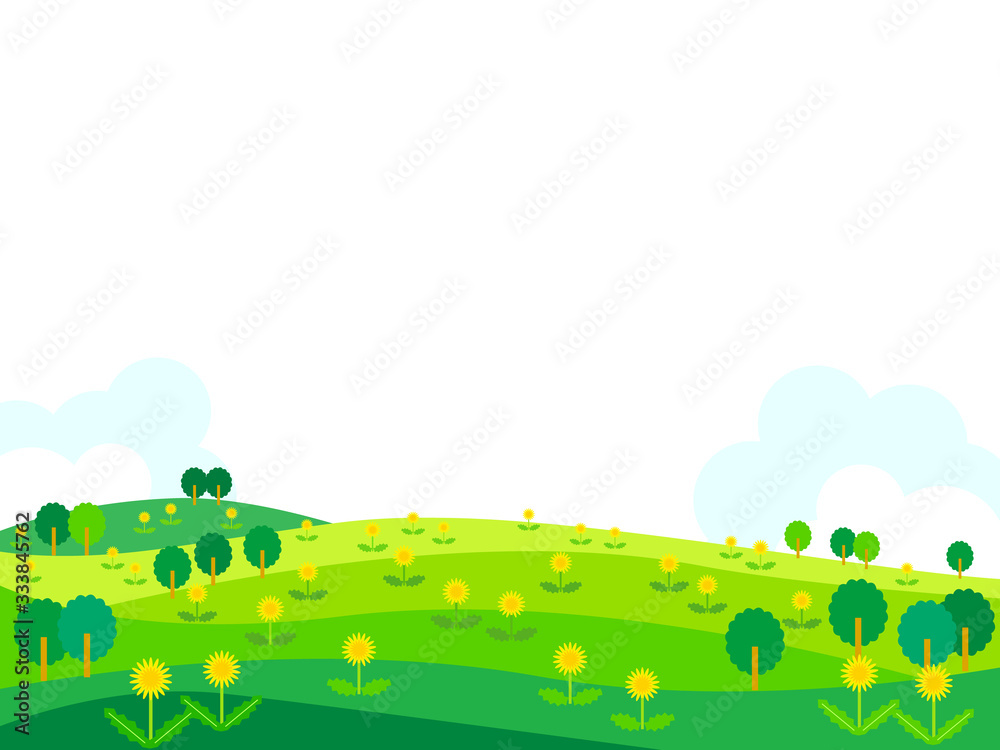 たんぽぽと野原の白背景イラスト素材 Stock Vector Adobe Stock