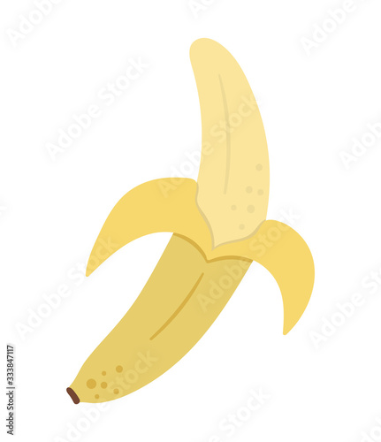 Vector tropical banana fruit clip art. Jungle foliage illustration. Hand drawn flat exotic plant isolated on white background. Bright childish healthy summer food illustration..