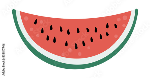 Vector watermelon clip art. Jungle fruit illustration. Hand drawn flat exotic plants isolated on white background. Bright childish healthy tropical summer food illustration.. photo