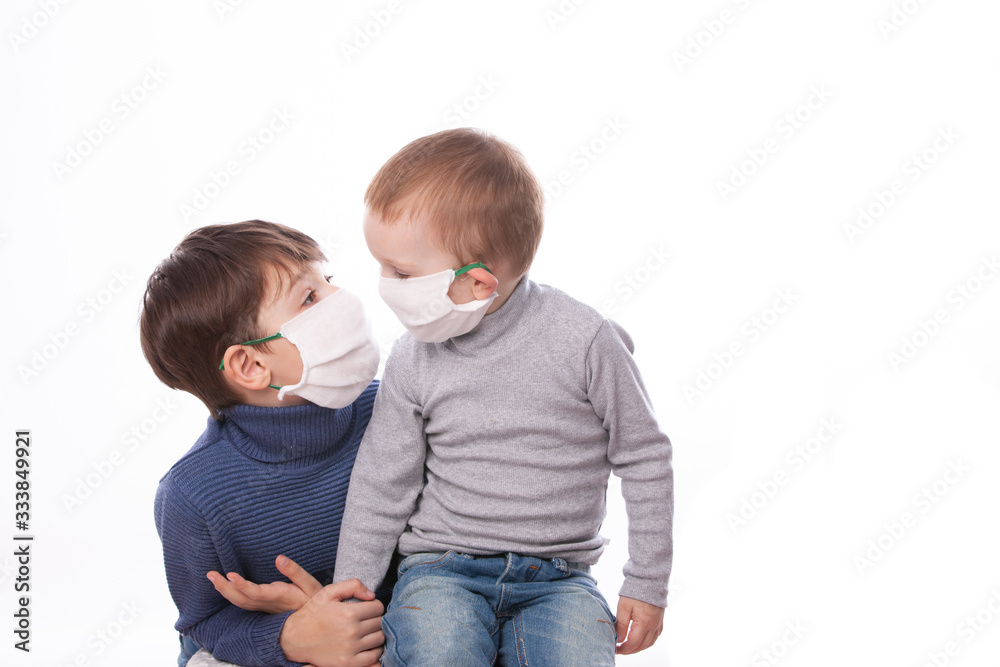 A child in a medical mask during the coronovirus in the world.