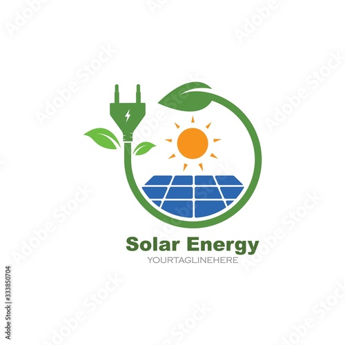 solar panel logo vector icon of natural energy