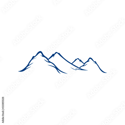 Logo sample with mountain and snow isolated on white background