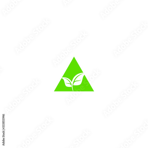Green leaves icon. Vector illustration isolated on white background. 