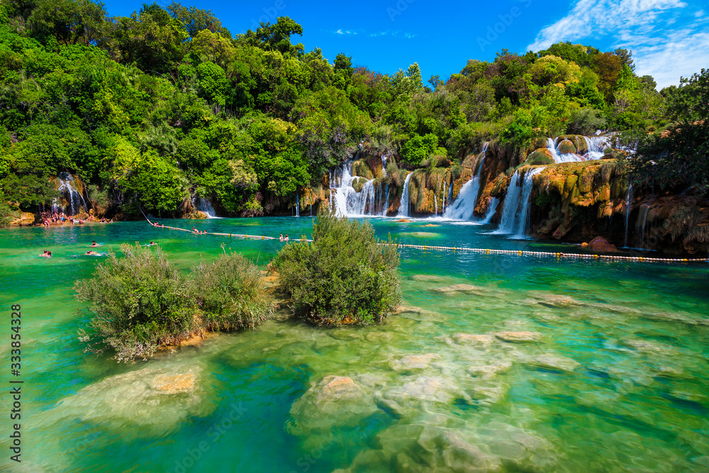 Famous Krka National Park with admirable waterfalls, Sibenik, Dalmatia, Croatia