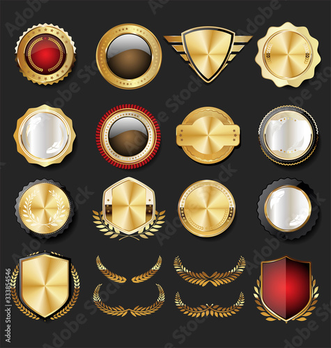 Collection of shields badges and labels retro style