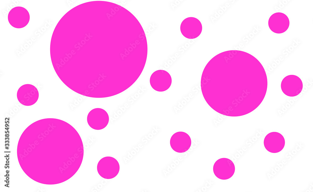 Pink circles of different sizes on a white background