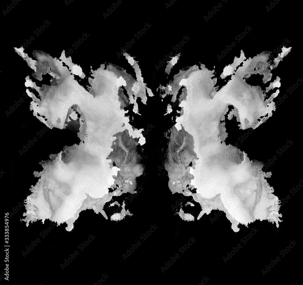 Obraz Rorschach test ink blot illustration. Psychological test. Silhouette of black butterfly isolated.