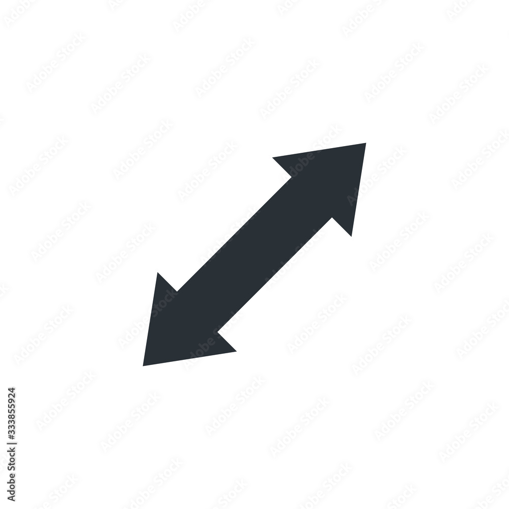 flat vector image on white background, bidirectional arrow, expand icon flat vector image on white background, bidirectional arrow, expand icon