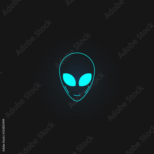 Alien face icon logo design. Isolated on black background. Vector illustration.